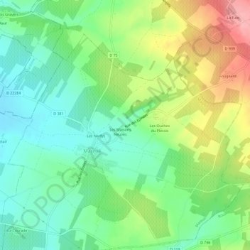 La Couléeの地形図、標高、地勢