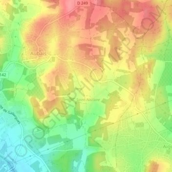 Hermitageの地形図、標高、地勢