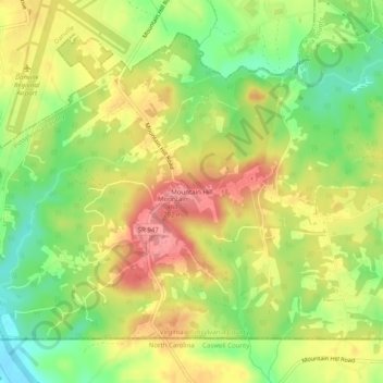 Mountain Hillの地形図、標高、地勢