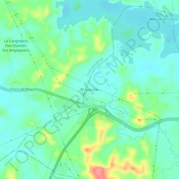 El Arco Irisの地形図、標高、地勢