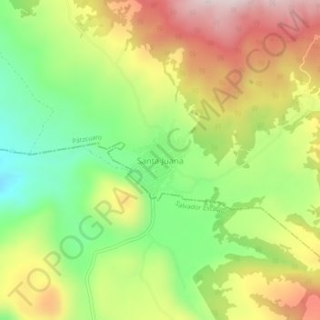 Santa Juanaの地形図、標高、地勢