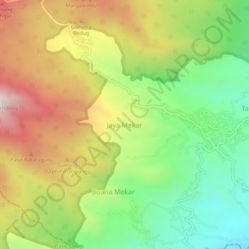 Jaya Mekarの地形図、標高、地勢