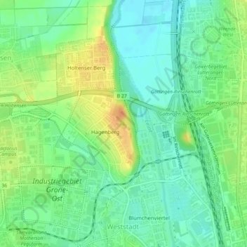 Hagenbergの地形図、標高、地勢