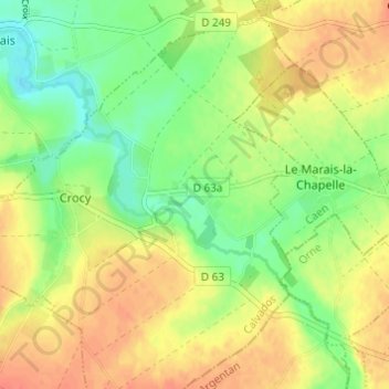 Les Cordiersの地形図、標高、地勢