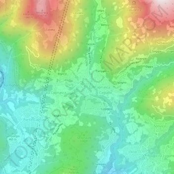 Tessereteの地形図、標高、地勢
