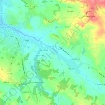 Joncadisの地形図、標高、地勢
