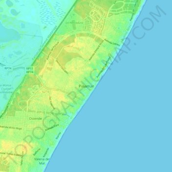 Pinamarの地形図、標高、地勢