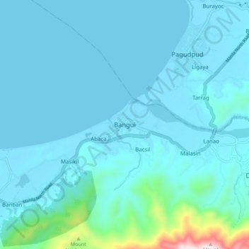 Banguiの地形図、標高、地勢