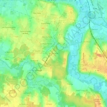 Montbrillantの地形図、標高、地勢