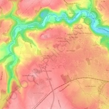 Bien-Assisの地形図、標高、地勢