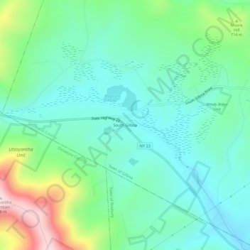 South Gilboaの地形図、標高、地勢
