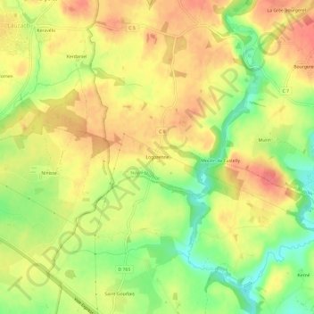 Logorenneの地形図、標高、地勢