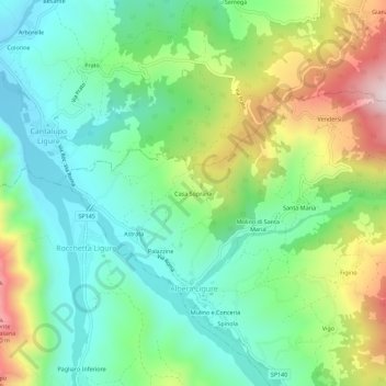 Casa Sopranaの地形図、標高、地勢