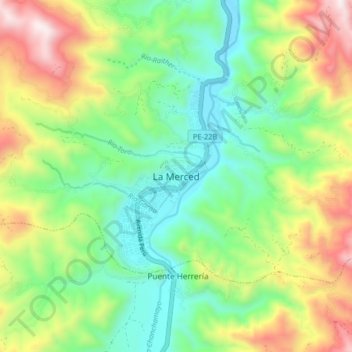 La Mercedの地形図、標高、地勢