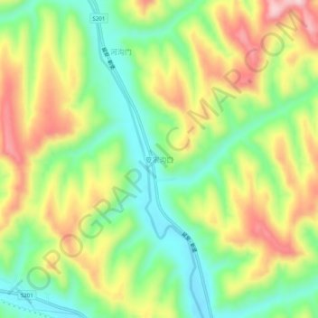 夏家沟口の地形図、標高、地勢