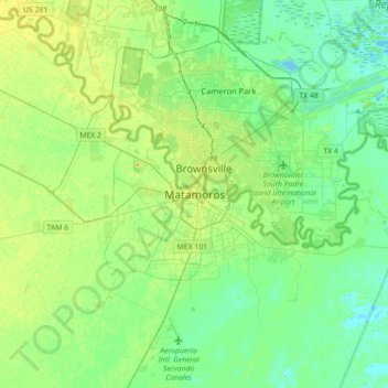 Matamorosの地形図、標高、地勢