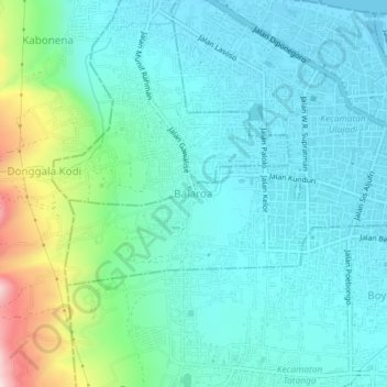 Balaroaの地形図、標高、地勢
