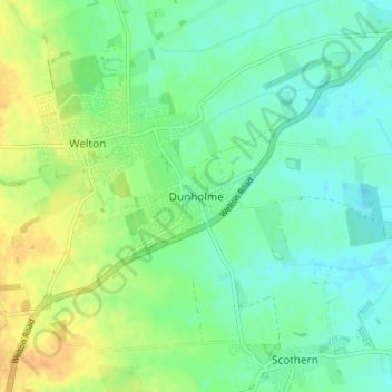 Dunholmeの地形図、標高、地勢