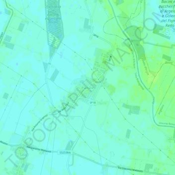 Padulleの地形図、標高、地勢