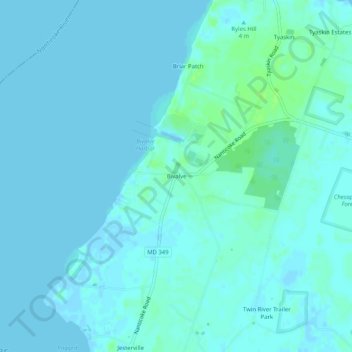 Bivalveの地形図、標高、地勢