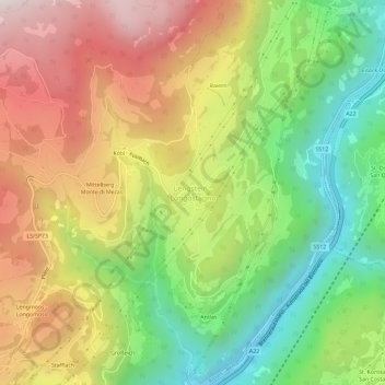 Lengsteinの地形図、標高、地勢