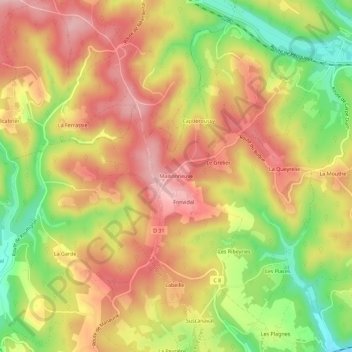 Maisonneuveの地形図、標高、地勢