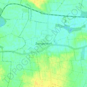 Zwingendorfの地形図、標高、地勢