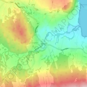 Skreiaの地形図、標高、地勢