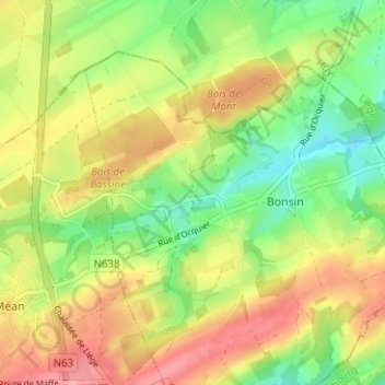 Chardeneuxの地形図、標高、地勢