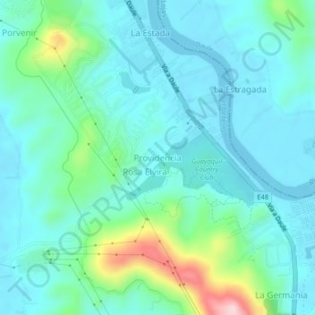 Providenciaの地形図、標高、地勢