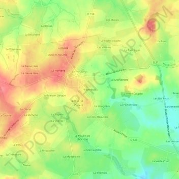 Villemboisの地形図、標高、地勢