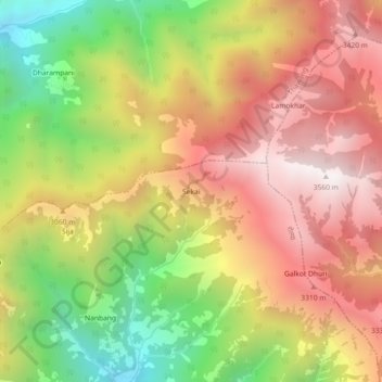 Sekaiの地形図、標高、地勢