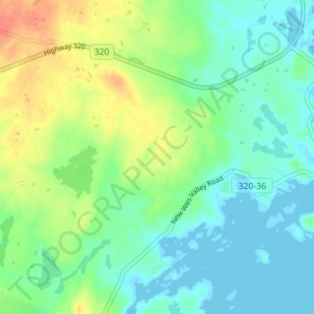 Wesleyvilleの地形図、標高、地勢