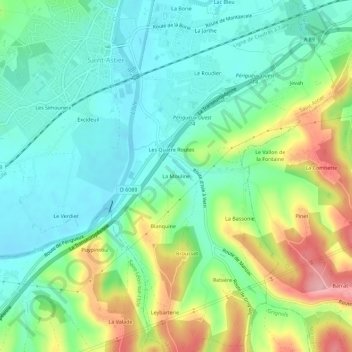 La Moulineの地形図、標高、地勢