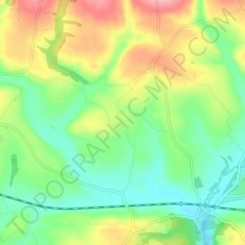 Bletherstonの地形図、標高、地勢