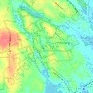 Indian Caveの地形図、標高、地勢