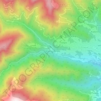 Dirotto-Sangonettoの地形図、標高、地勢