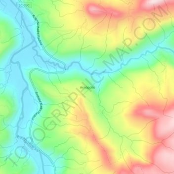 Arnópolisの地形図、標高、地勢