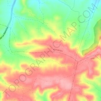 Llano de la Sierraの地形図、標高、地勢