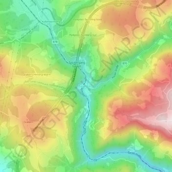 Twimbergの地形図、標高、地勢