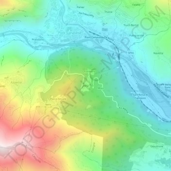 Venaの地形図、標高、地勢