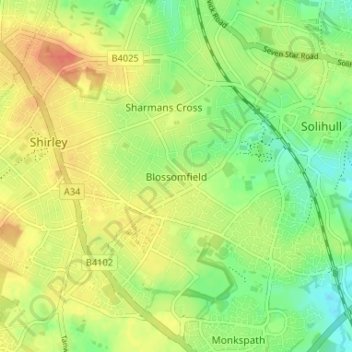 Blossomfieldの地形図、標高、地勢