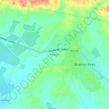 Brisamarの地形図、標高、地勢