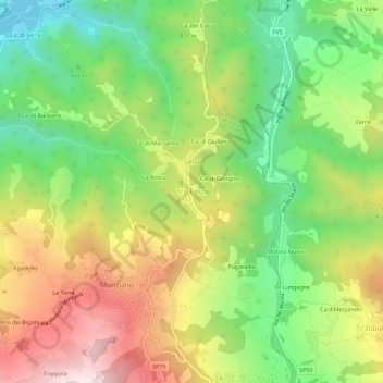 Tre Fasciの地形図、標高、地勢
