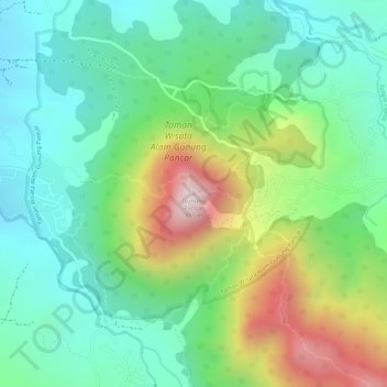 Gunung Pancarの地形図、標高、地勢
