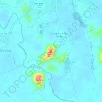 Bukit Balik Hidungの地形図、標高、地勢