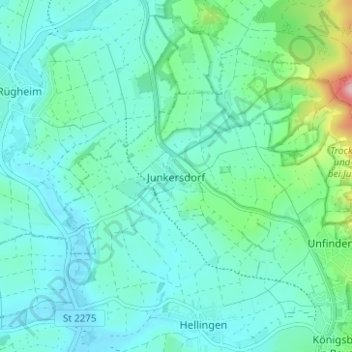 Junkersdorfの地形図、標高、地勢