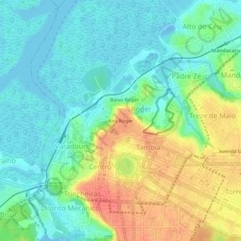 Alto Rogerの地形図、標高、地勢