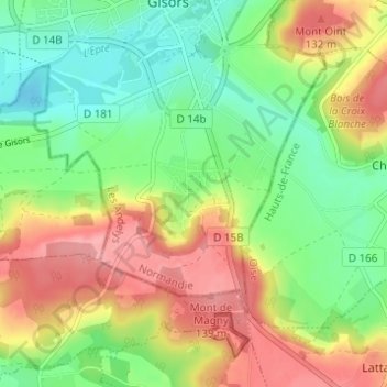 Boisgeloupの地形図、標高、地勢