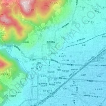 伊勢町の地形図、標高、地勢